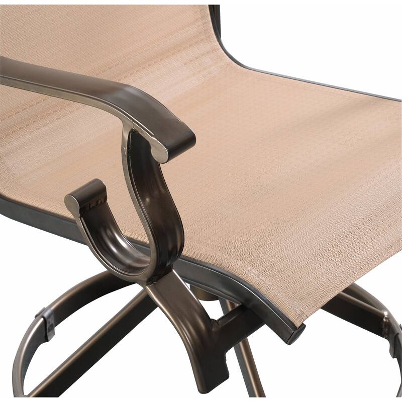 Set of 2 Westin Swivel Rocking Sling Patio Dining Chairs- Bronze/Tan