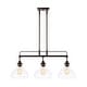 preview thumbnail 6 of 10, Abbott 32.5" 3-Light Farmhouse Industrial Iron/Glass Linear LED Pendant, Oil Rubbed Bronze/Clear by JONATHAN Y