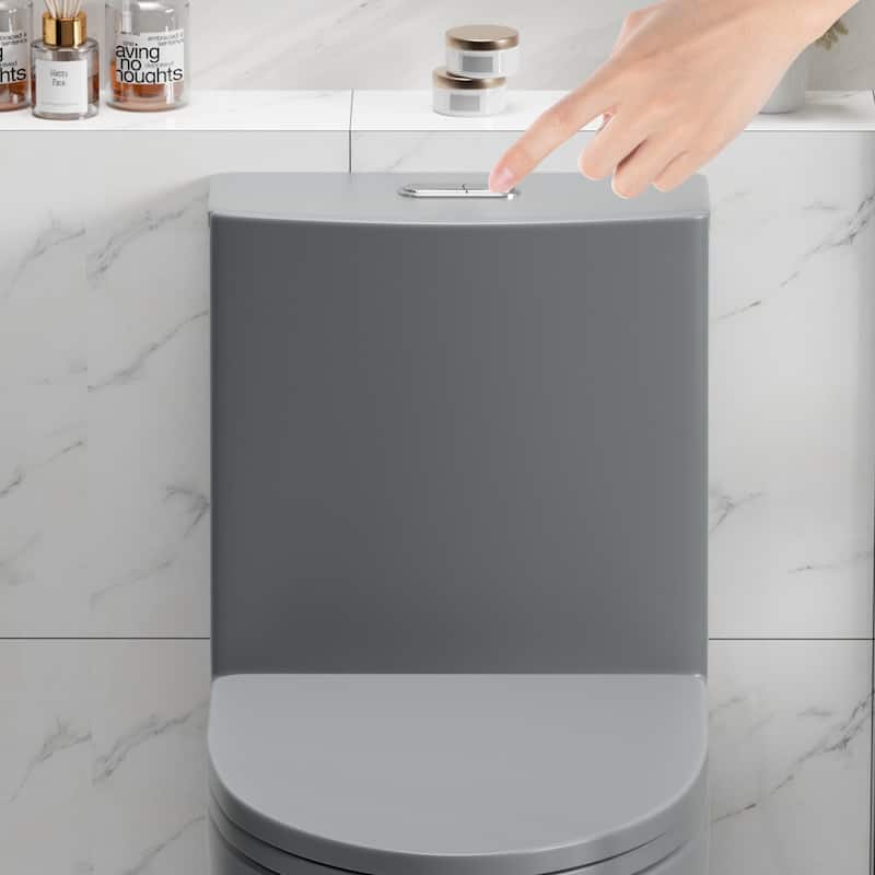 1.1/1.6 GPF Tornado Flush One-Piece Toilet,Siphonic S-trap 12",Elongated Bowl with Soft Close Seat,Chair Seat ADA Height 17"