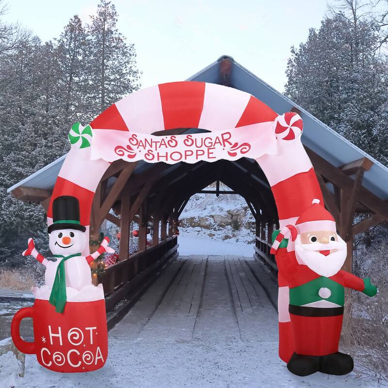 Fraser Hill Farm 9-Ft. Wide Pre-Lit Inflatable Candy Cane Arch