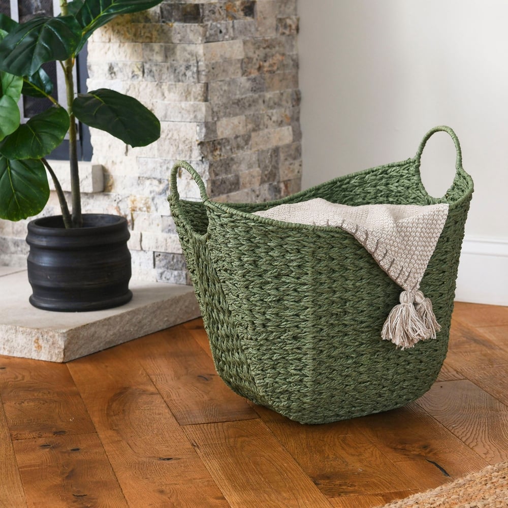 Household Essentials Woven Paper Rope Storage Basket with Handles