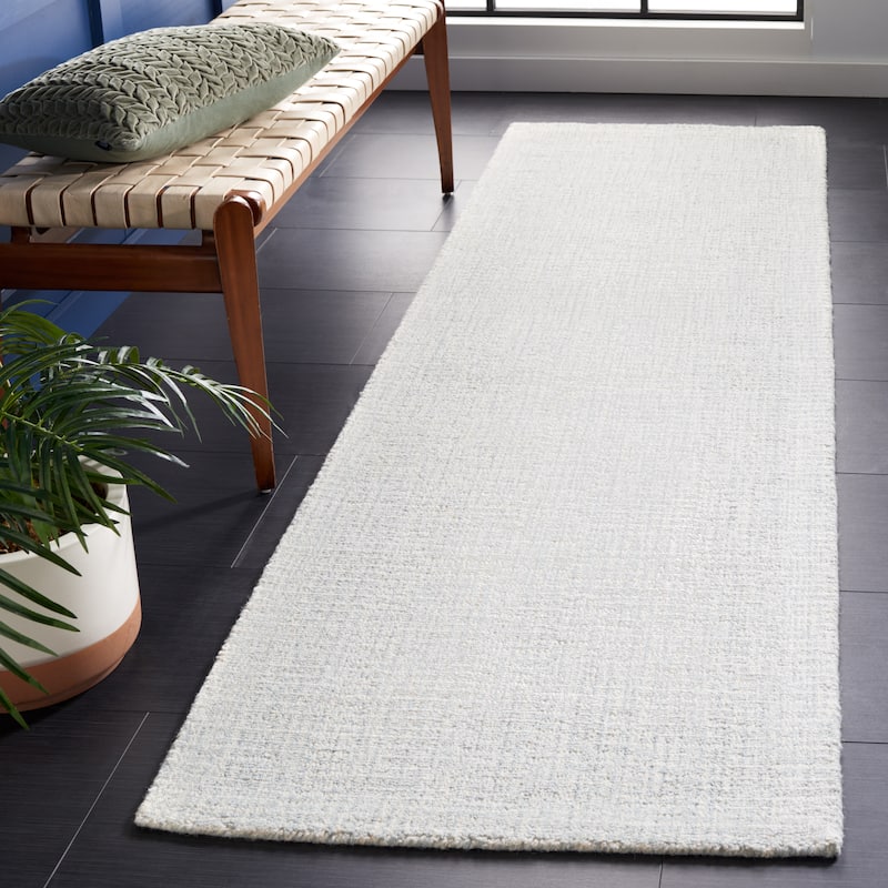 SAFAVIEH Handmade Abstract Lottie Modern Wool Rug - 2'3" x 6' Runner - Light Grey/Ivory - Runner