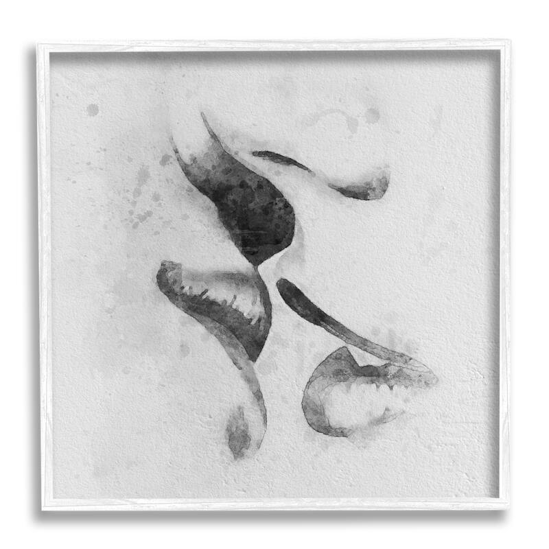 Stupell Romantic Kiss Faces Lips Closeup Couple Drawing Framed Wall Art - Grey - 12 x 12 - White