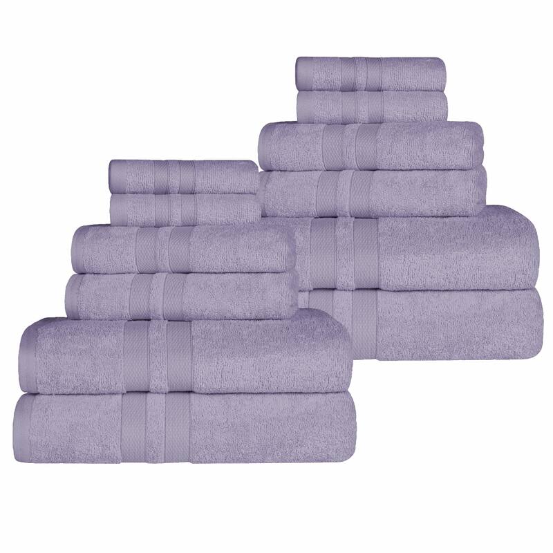 Superior Ultra-Soft Cotton Solid Quick-Drying 12 Piece Towel Set