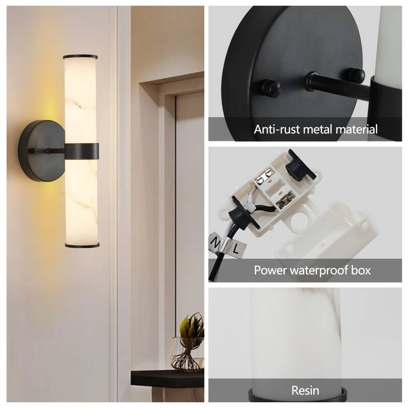 Modern Resin Imitation Marble Texture Wall Light with Iron Frame,Set of 2