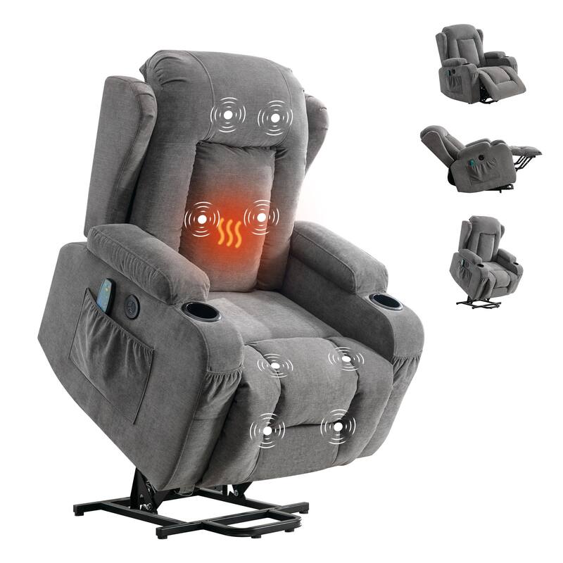 Power Lift Recliners for Elderly with Heat and Massage Recliner Chair with Infinite Position and Side Pocket,USB Charge Port