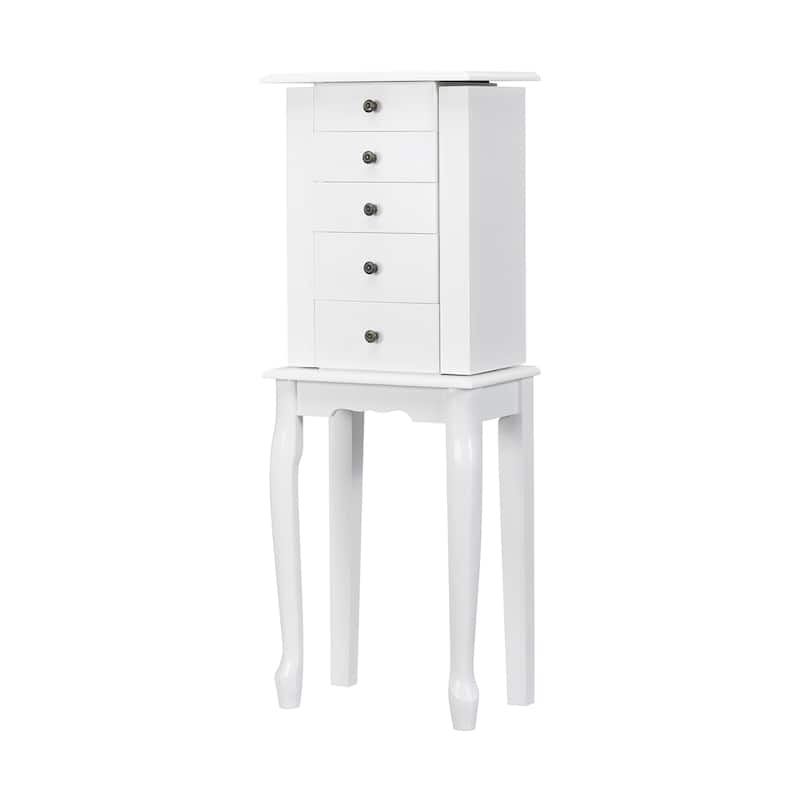 Gymax Mirrored Armoire Jewelry Cabinet Free Standing Organizer Storage - See Details