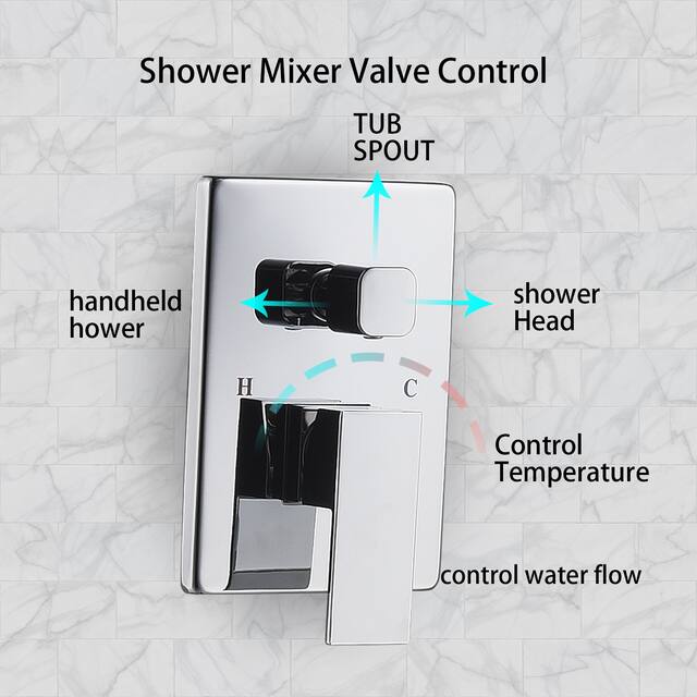 10 Inches Bathroom Luxury Rain Mixer Shower Set Wall Mounted Rainfall Shower Head System Shower Faucet