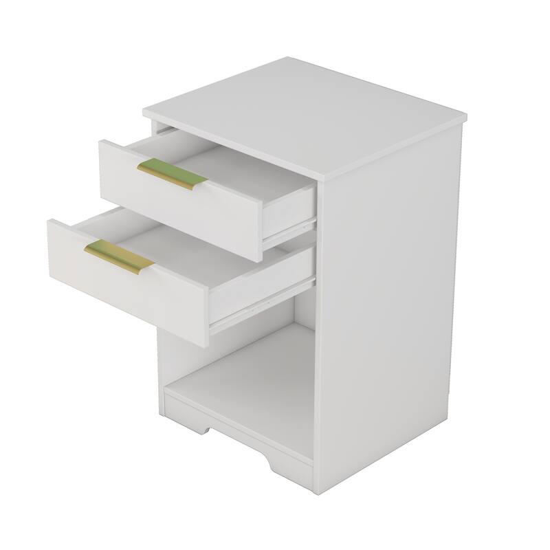 Side Table Nightstand End Table with Open Shelf, Coffee Table File Cabinet Accent Cabinet with Drawers