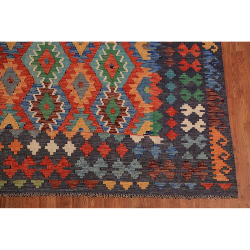 Kilim Area Rug Hand-Woven Living Room Wool Carpet - 10'0"x 13'1"