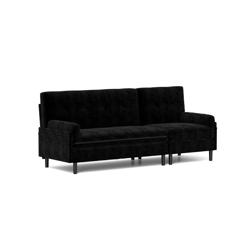 Multi-Functional Corduroy Sectional Sofa: Stylish 3-Seater, L-Shaped Couch, and Bed Option for Small Spaces