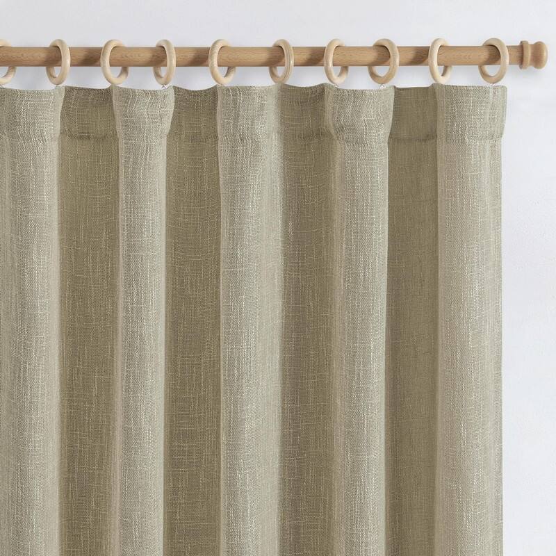 96 Inch Light Filtering Farmhouse Curtains Burlap Look Textured