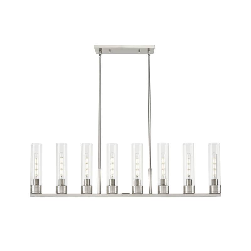 Innovations Lighting Downtown Urban - Boreas - 6 Light 48" Stem Hung Island Light with 11" Shades - Clear/Satin Nickel