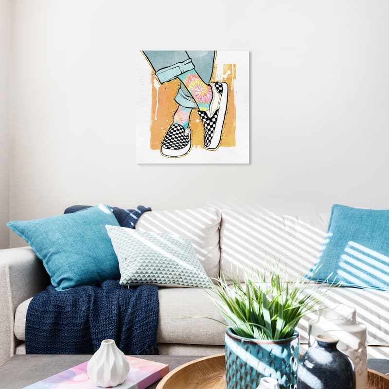 Wynwood Studio Canvas Fashion and Glam Her Favorite Shoes Orange and Light Orange Glam Wall Art Canvas Print - 20 x 20