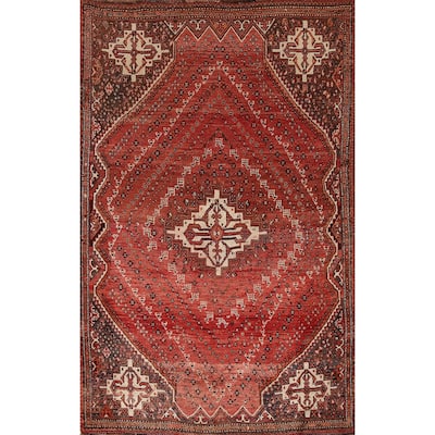 Medallion Shiraz Persian Vintage Area Rug Handmade Wool Carpet - 4'9"x 7'4"