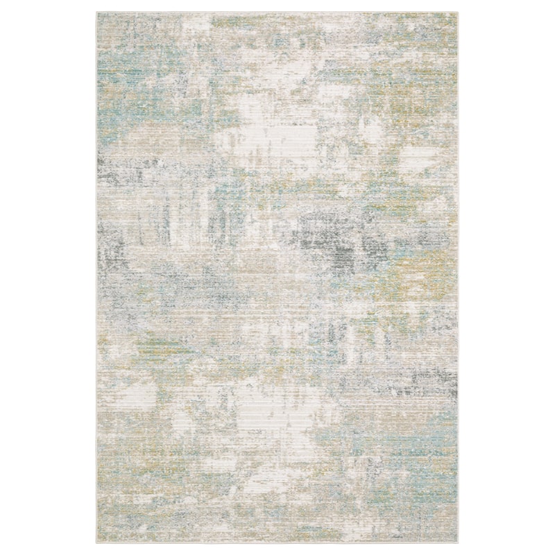 Calliope Textural Distressed Abstract Ivory/ Teal Area Rug - 7' 10" x 10' 10"