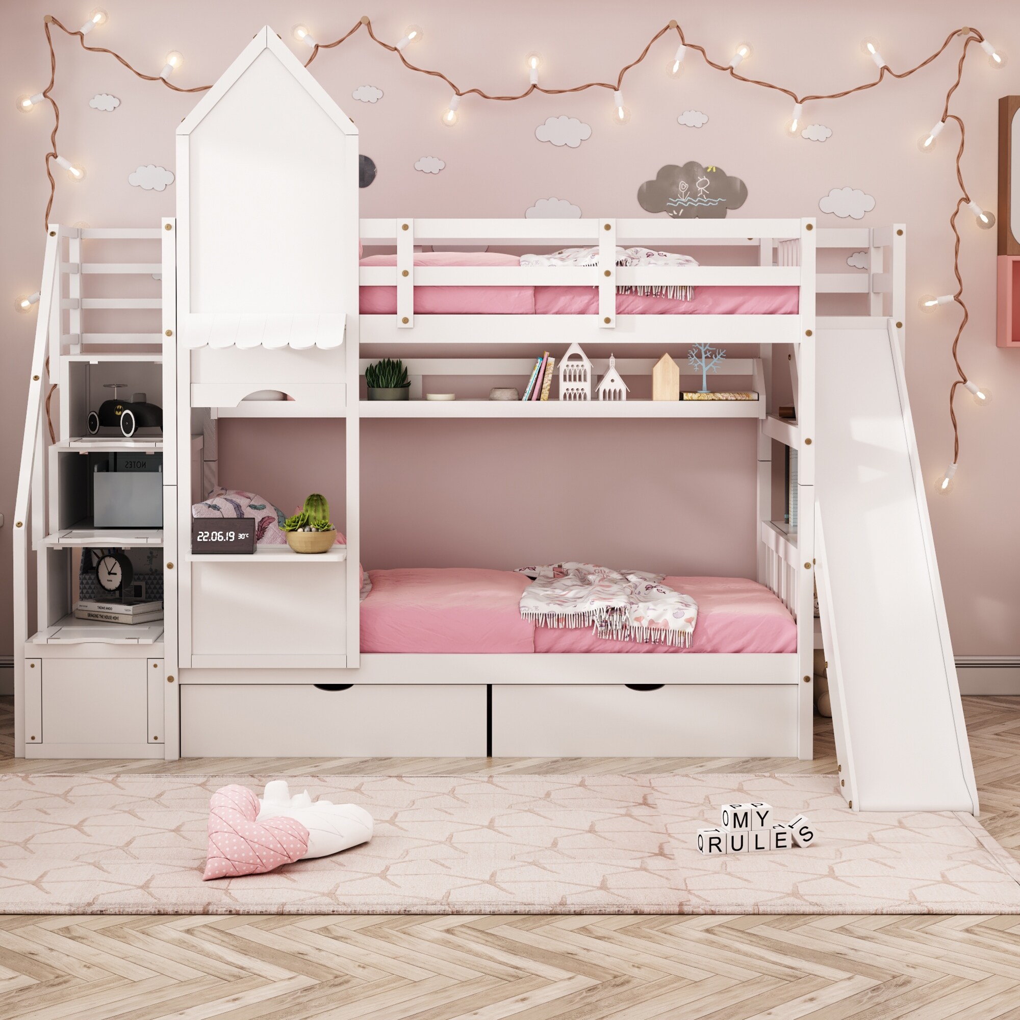 Castle bunk sales bed with slide