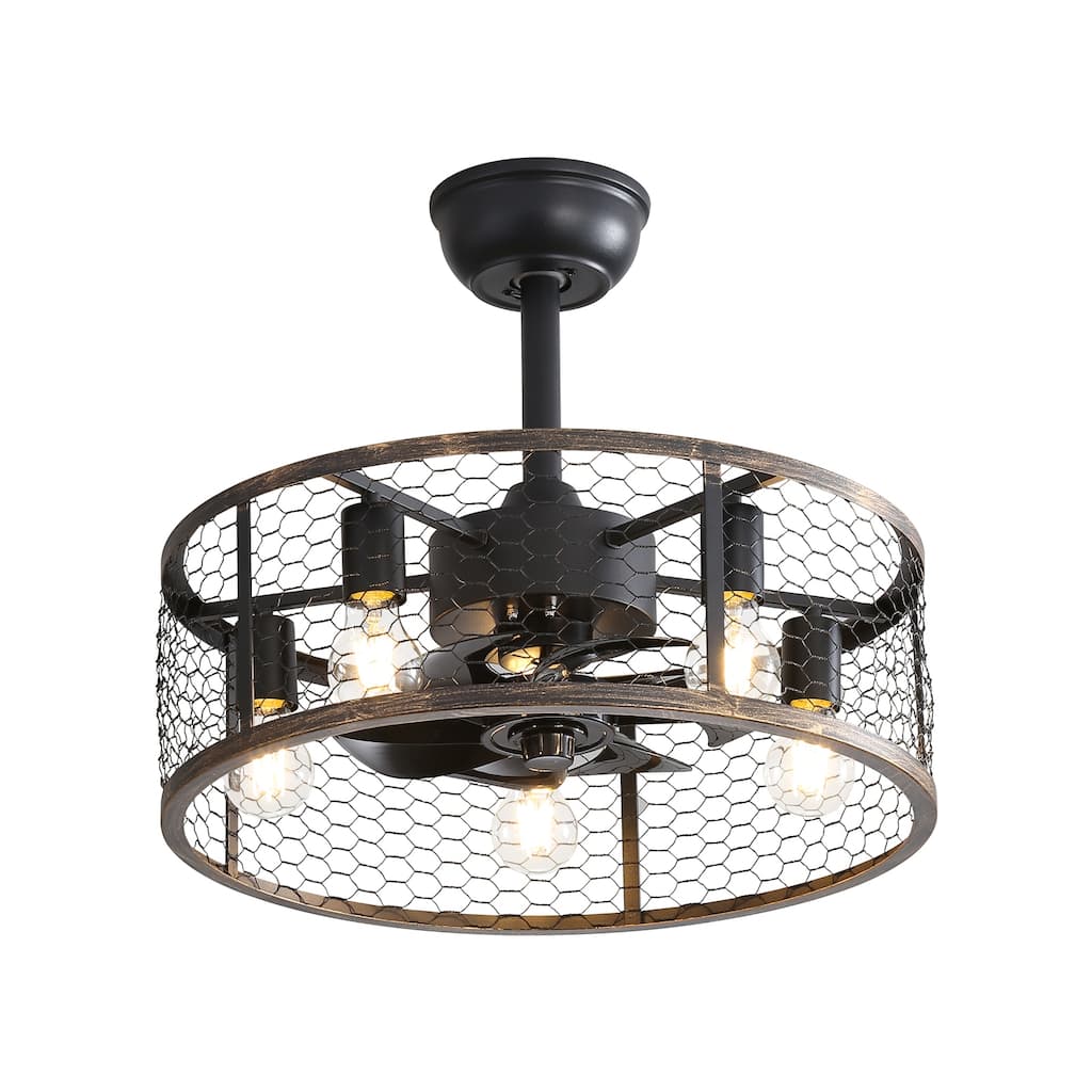 19.7 Inch Classic Caged Ceiling Fan with Light and Remote/App Control