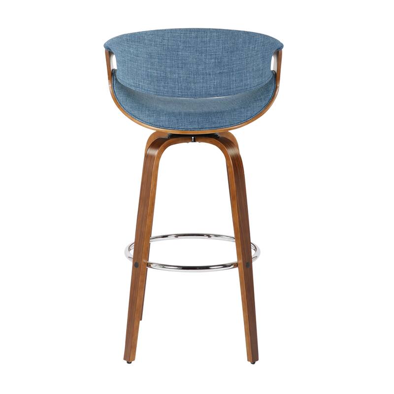Carson Carrington Sauda 30" Fixed-Height Bar Stool with Bent Wood Legs and Round Footrest (Set of 2)