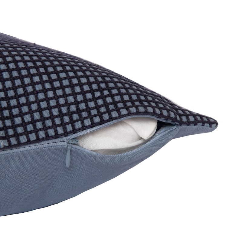 Handwoven Geometric Striped Cotton Throw Pillow - 20" - Blue and White