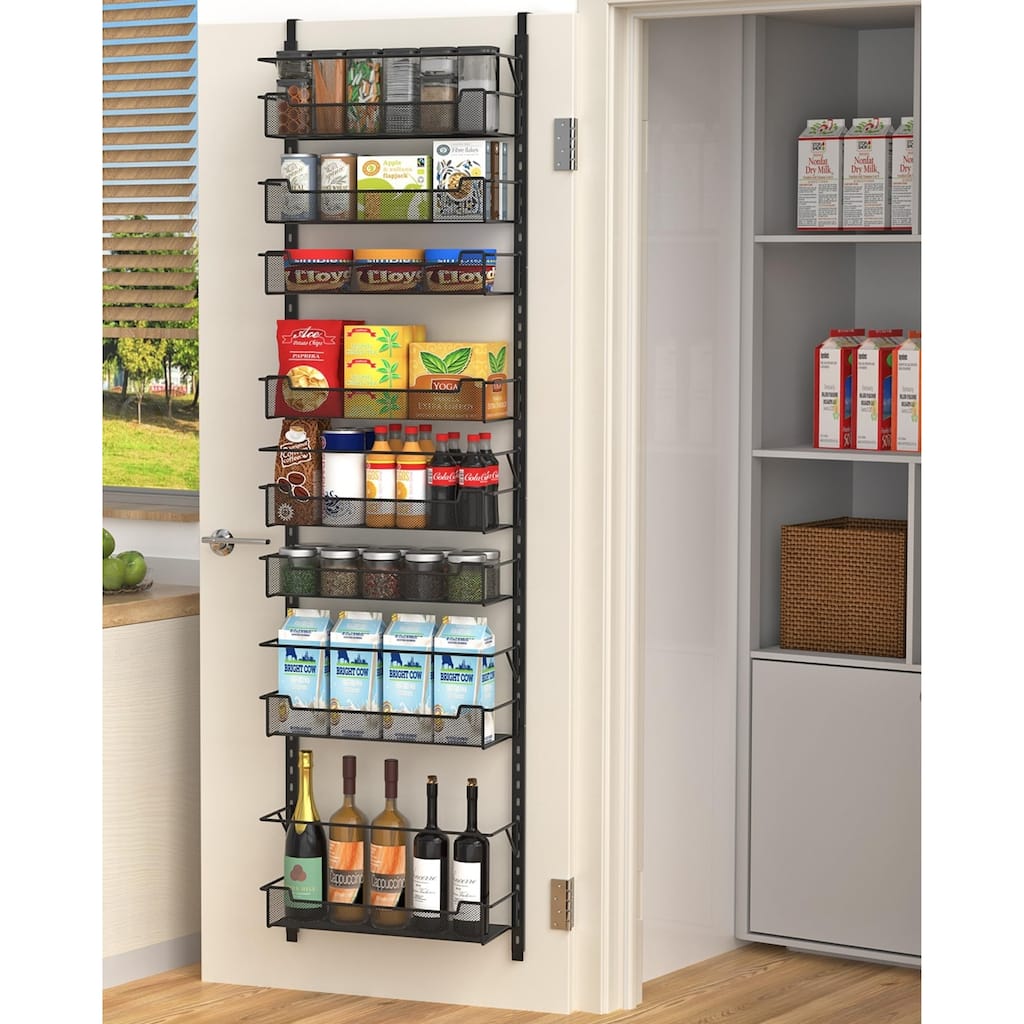 Over The Door Pantry Organizer,8-Tier Over The Door Organizer with Adjustable Basket,Pantry Door Organization
