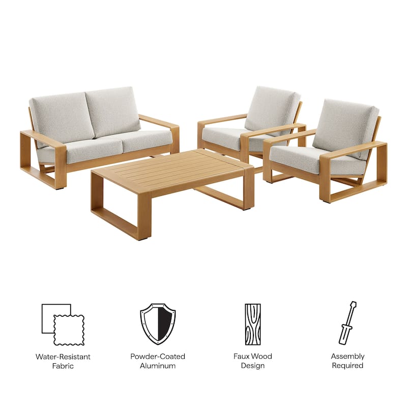 Lirienne 4-Piece Outdoor Patio Aluminum Faux Wood Furniture Set