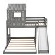 preview thumbnail 12 of 11, Twin-Full Playhouse Bunk Bed wFarmhouse, Slide, Windows, Ladder - Grey