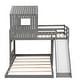preview thumbnail 25 of 25, Twin Over Full Treehouse Style Bunk Bed with Ladder, Slide, and Guardrail for Kids