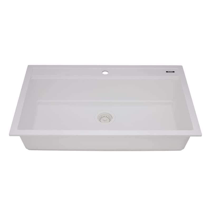 Ruvati 34-inch epiCube Granite Composite Workstation Drop-in Kitchen Sink Matte White - RVG1634WH
