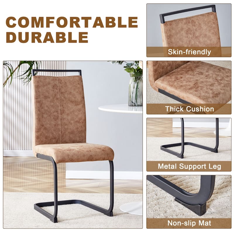 Modern Dining Set with Tempered Glass Legs & Fabric Chairs