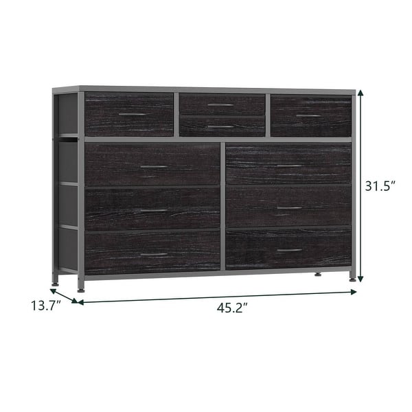 dimension image slide 4 of 5, Modern Dresser TV Stand with 10 Drawers - n/a