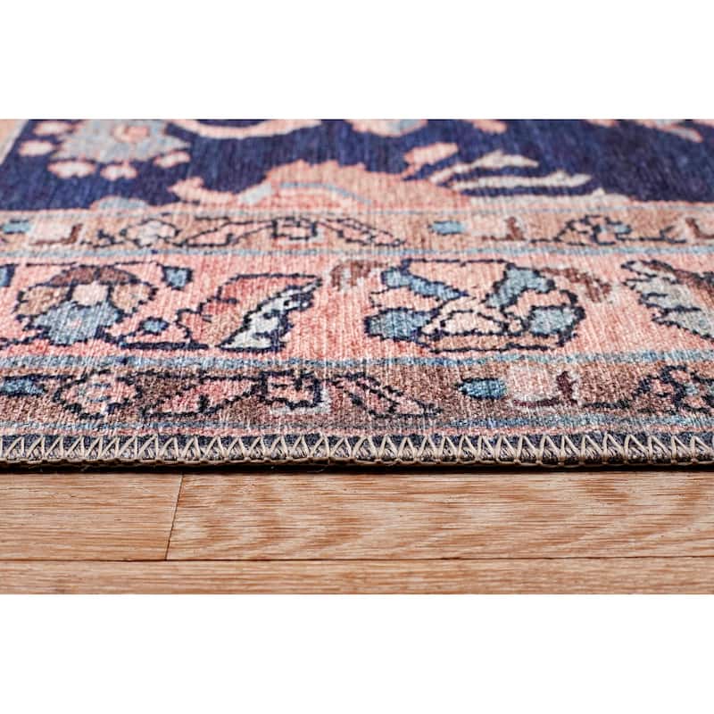 Terra by Obeetee Bergen Floral Navy Rug
