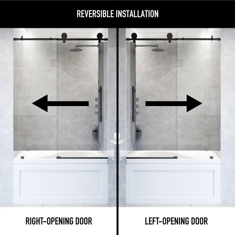 VIGO Elan Hart 56" to 60" W x 66" H Frameless Sliding Tub Door