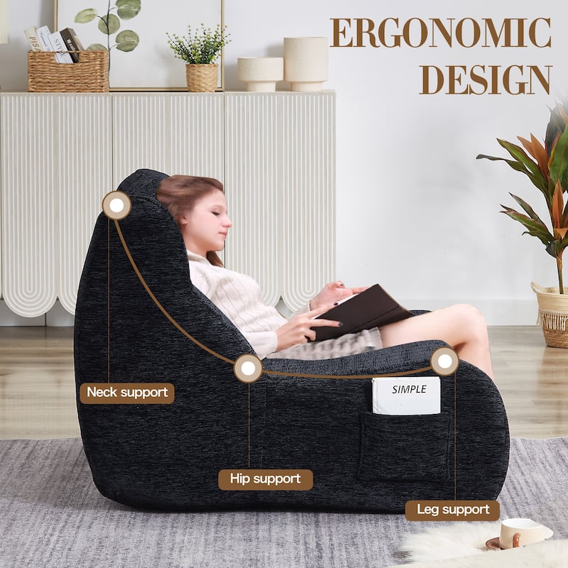 Giant Bean Bag Chair for Adults, Beanbag Fireside Lounger Chair Lazy Floor Sofa Accent Chair for Living Room, Bedroom