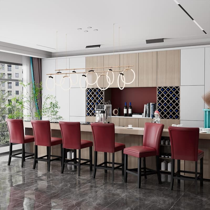 Bar Stools Faux Leather Upholstered Chairs Dining Chairs