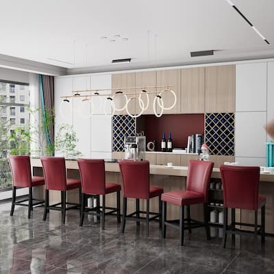 Bar Stools Faux Leather Upholstered Chairs Dining Chairs