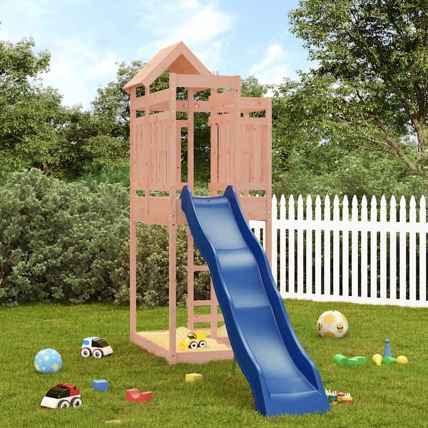 slide 2 of 18, vidaXL Outdoor Playset Outdoor Backyard Playground Equipment for Kids Age 3-8 - 42.1" x 109.4" x 93.7" Brown Douglas