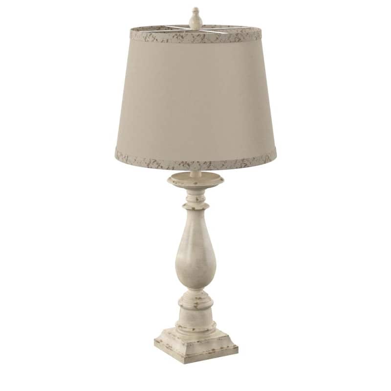 StyleCraft Mackinaw Distressed Green Table Lamp - Off-White Hardback Fabric Shade