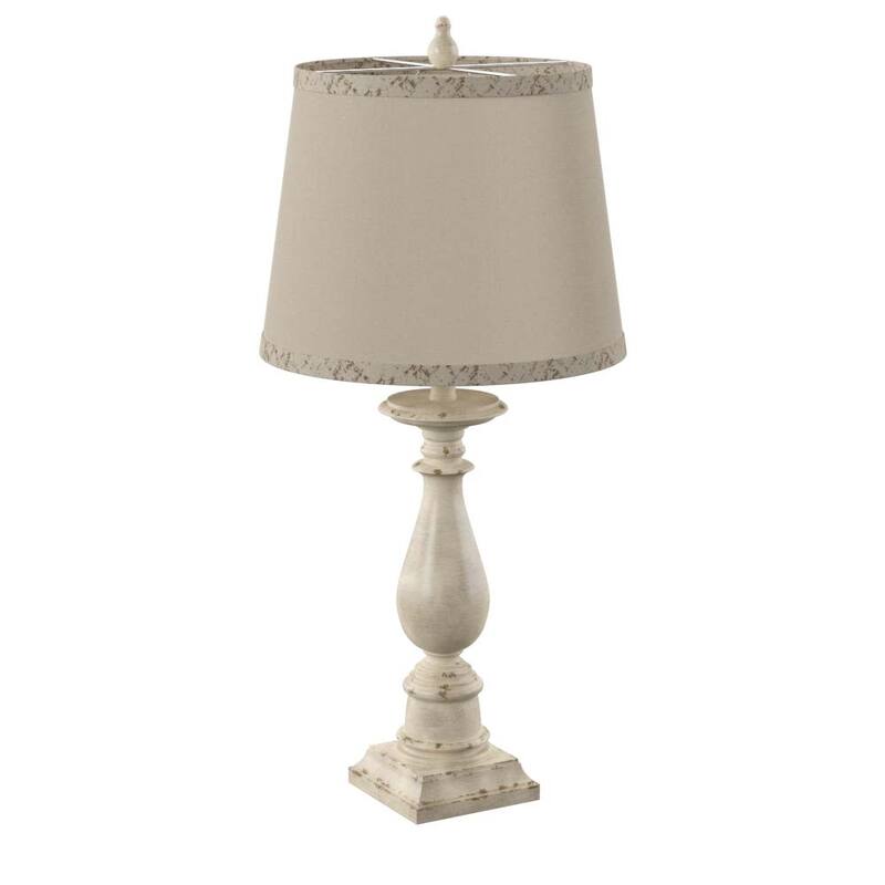 StyleCraft Mackinaw Distressed Green Table Lamp - Off-White Hardback Fabric Shade