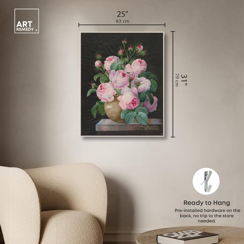 Pink Roses in a Vase Canvas by Art Remedy