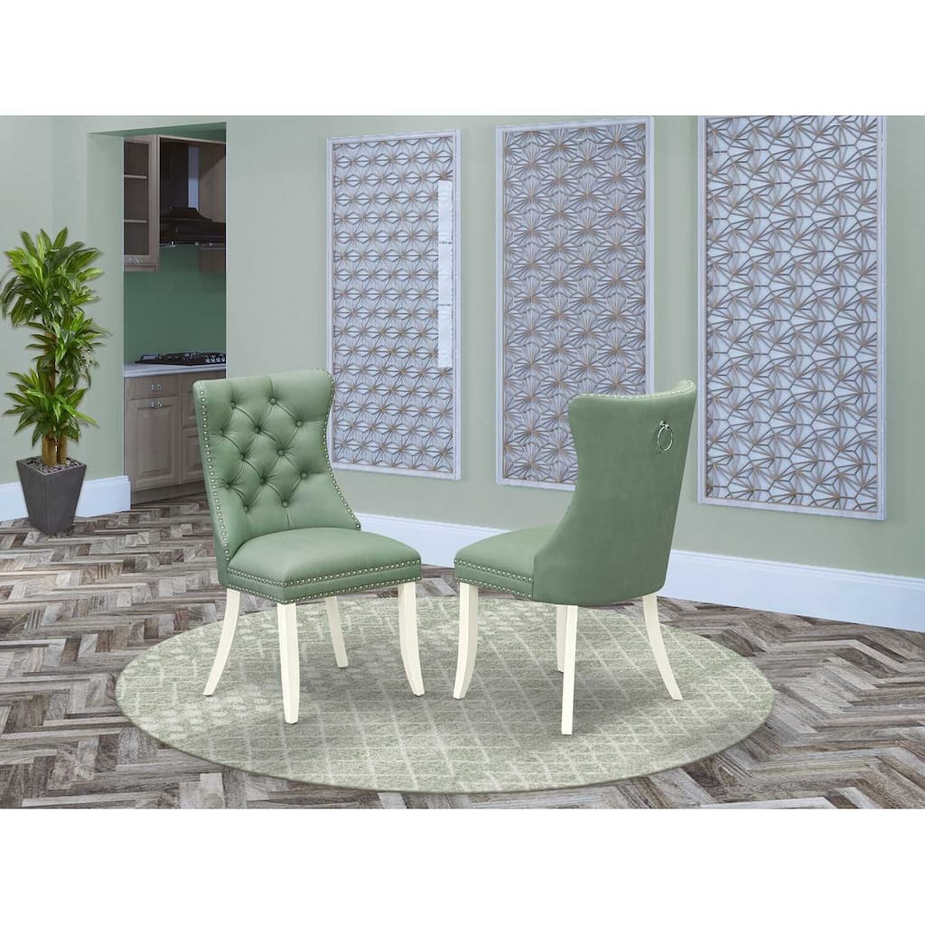 Parson Dining Chairs Set of 2 - Upholstered Padded Chairs with Nailhead Trim - Modern Kitchen Dining Room Seating