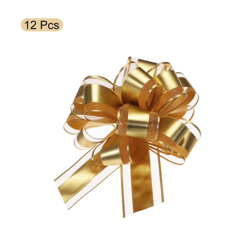 12pcs 9" Large Pull Bow Metallic Gift Wrapping Bows Ribbon Organza