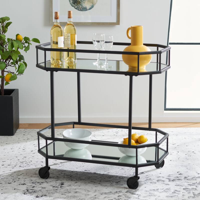 SAFAVIEH Katica 2-Tier Octagon Bar Cart - 29.6" x 16.5" x 29.8" - 30Wx17Dx30H