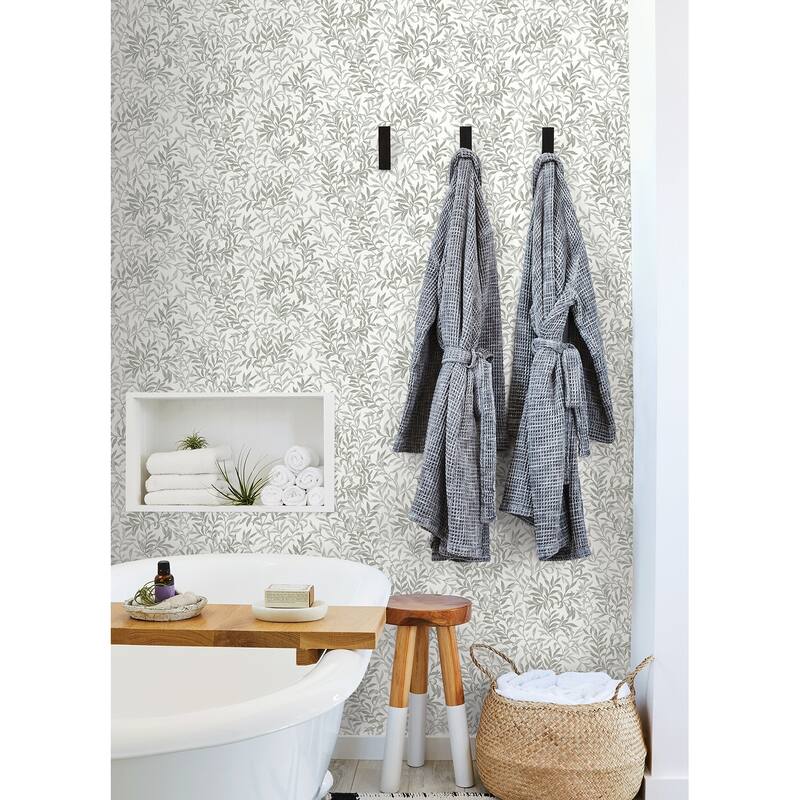 NuWallpaper Sea Salt Grey Terrace Vines Peel and Stick Wallpaper