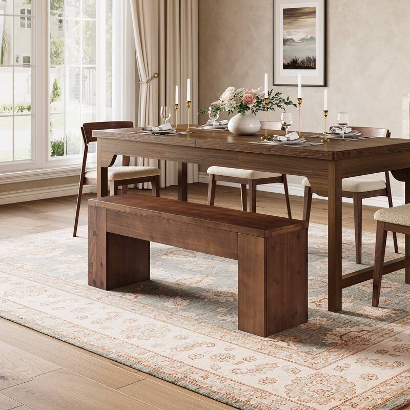 47.24 Inches Solid Wood Dining Bench with Sturdy Legs