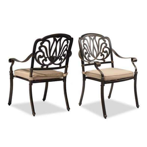 Patio Cast Aluminum Stackable Dining Chair Set (Set of 2) - Bronze ...