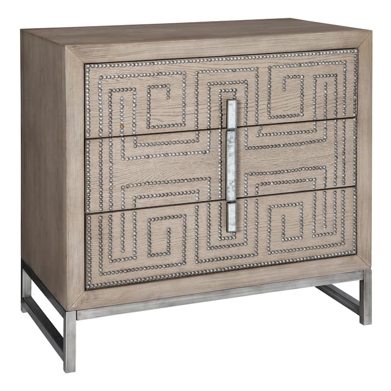Uttermost Devya 32" Wide Alder Wood 3 Drawer Nightstand with Iron