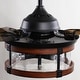 preview thumbnail 6 of 5, Industrial 3-Blade 3-Light Black and Brown Retractable Caged Ceiling Fan with Light Kit and Remote - 36 Inches