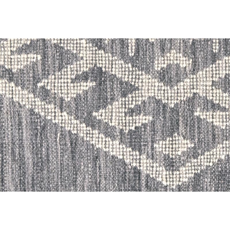 Bray Bohemian Geometric Flatweave Rug, Dusty Blue/Ivory, Area Rug