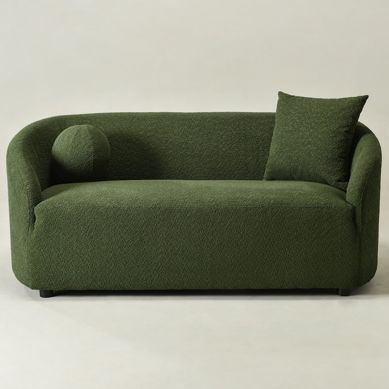 KINWELL 68" W Upholstered Sherpa Boucle Loveseat with 2 Pillows - 2-Seater
